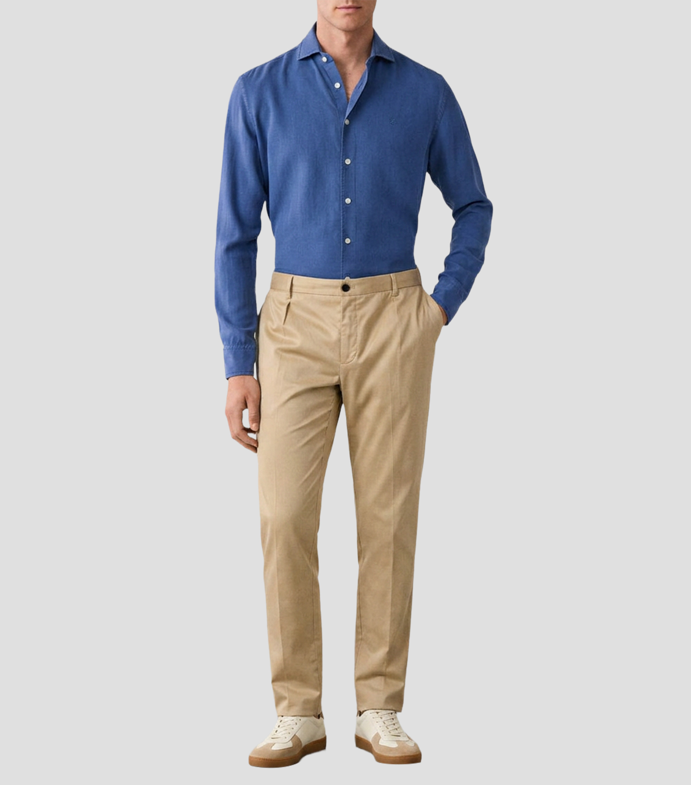 Camisa lisa manga larga Hombre